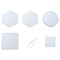 Hexagon & Flat Round & Square ABC Plastic Pegboards, with Ironing Paper and Plastic Tweezers, Clear