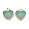 Resin with Golden Zinc Alloy Charms, Heart, Pale Turquoise, 12x15mm