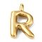 Ion Plating(IP) 304 Stainless Steel Pendants, Letter Charm, Real 18K Gold Plated, Letter R, 19x12.5x4mm, Hole: 1.6mm