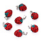 Polymer Clay Rhinestone Pendants, with Platinum Tone Iron Pinch Bail, Strawberry, Hyacinth, PP12(1.8~1.9mm), 15.5x10mm, Hole: 4.5x3.5mm