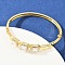 Brass Micro Pave Clear Cubic Zirconia Bangles, Hinged Bangles for Women, Rectangle, Rack Plating, Long-Lasting Plated, Lead Free & Cadmium Free, Real 18K Gold Plated, Inner Diameter: 2-1/8x2-3/8 inch(5.5x5.95cm)