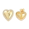 Heart Brass Micro Pave Cubic Zirconia Earrings for Women, Long-Lasting Plated, Cadmium Free & Lead Free, Real 18K Gold Plated, 17x16mm