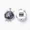 Natural Snowflake Obsidian Box Clasps, with Brass Finding, Flat Round, Platinum, 26.5x17.5x8~9mm, Hole: 1mm