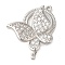 Brass Micro Pave Clear Cubic Zirconia Fold Over Clasps, Cadmium Free & Nickel Free & Lead Free, Butterfly, Platinum, 25mm
