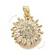 Brass Micro Pave Clear Cubic Zirconia Pendants, Rotatable, Flower, Golden, 16.5x14x7mm, Hole: 5x2mm
