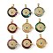 Brass Micro Pave Cubic Zirconia with Glass Pendents, Long-Lasting Plated, Eye, Mixed Color, 23~23.5x22x10mm, Hole: 6X3mm