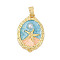 Brass Enamel Pendants, with Plastic Imitation Pearls, Oval Charms, Rack Plating, Lasting Plated, Cadmium Free & Lead Free, Real 18K Gold Plated, Starfish, 23.5x15.5x3mm, Hole: 4x2.5mm