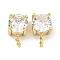 Brass with Cubic Zirconia Peg Bails, Cadmium Free & Nickel Free & Lead Free, Round, Real 18K Gold Plated, 10.5x6x6mm, Pin: 0.9mm