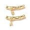 Rack Plating Brass Beads, Cadmium Free & Nickel Free & Lead Free, Bamboo, Real 18K Gold Plated, 15.5x28x5mm, Hole: 2mm
