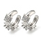 Brass Micro Pave Cubic Zirconia Cuff Earrings, Long-Lasting Plated, Cadmium Free & Lead Free, Platinum, 15.5x6mm