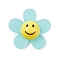 Frosted Translucent Acrylic Pendants, Sunflower with Smiling Face Charm, Pale Turquoise, 29x30x9mm, Hole: 1.8mm
