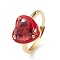 Cubic Zirconia Heart Adjustable with Enamel, Real 18K Gold Plated Brass Solitaire Ring for Women, Lead Free & Cadmium Free, Red, Inner Diameter: 18mm