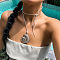 Bohemian Style Alloy Conch Shell Shaped Pendant Waxed Cord Wrap Necklaces for Women, White, Platinum, 15.75 inch(40cm)