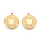 304 Stainless Steel Pendant Cabochon Settings, Ion Plating(IP), Flat Round, Real 18K Gold Plated, Tray: 6mm, 16x14x2mm, Hole: 1.4mm