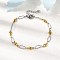 304 Stainless Steel Link Bracelets, Oval Jewlery for Women, Heart, Ion Plating(IP), Golden & Stainless Steel Color, 6-7/8 inch(17.6cm)