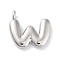 Rack Plating Brass Balloon Letter Pendants, Cadmium Free & Lead Free, Long-Lasting Plated, Platinum, Letter W, 17x18x4.5mm, hole: 2.5mm