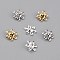 Brass Bead Caps, 6-Petal, Flower, Mixed Color, 7x6x1.5mm