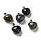 Natural Moss Agate Pendants, with Platinum Brass Loops, Heart, 18~19x15~15.5x7~10mm, Hole: 6x2.5~3mm