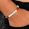 Teachers' Day Shell Round Beads Stretch Bracelets for Men Women, Apple & Word Teach, with Polymer Clay & Greeting Card, White, Inner Diameter: 6-7/8 inch(17.5cm)