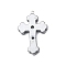 Synthetic Non-magnetic Hematite Pendant Rhinestone Settings, Cross, Fit For 1mm and 2mm Rhinestone, 37.5x24x4.5mm, Hole: 1.8mm