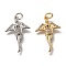 Brass Micro Pave Clear Cubic Zirconia Pendants, with Jump Rings, Fairy, Mixed Color, 22.5x15x2.5mm, Hole: 3mm