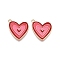 Rack Plating Alloy Enamel Pendants, Cadmium Free & Nickel Free & Lead Free, Light Gold, Heart Charm, FireBrick, 21.5x18x1.5mm, Hole: 1.6mm