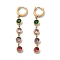 Ion Plating(IP) 304 Stainless Steel Leverback Earrings, with Cubic Zirconia, Jewelry for Women, Golden, 58x7mm