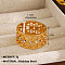 304 Stainless Steel with Crystal Rhinestone Adjustable Cuff Rings, Golden, Flat Round, 10mm, Inner Diameter: 17mm