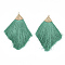 Polyester Tassel Big Pendant Decorations, with Alloy Findings, Golden, Sea Green, 100~108x51~62x7mm, Hole: 2mm