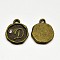 Antique Bronze Plated Alloy Rhinestone Charms, Flat Round with Letter.D, Nickel Free, 13x10x1.5mm, Hole: 1mm