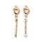 Glass Connector Charms, with Brass Findings, Cadmium Free & Nickel Free & Lead Free, Real 18K Gold Plated, Heart, Clear, 27x5x1.8mm, Hole: 1mm