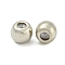 Rack Plating Brass Silicone Spacer Beads, Long-Lasting Plated, Cadmium Free & Lead Free, Round, Platinum, 4x3.5mm, Hole: 0.7mm