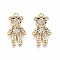 Brass Micro Pave Clear Cubic Zirconia Pendants, Nickel Free, Bear, Real 18K Gold Plated, 16x8.5x3mm, Hole: 1mm