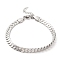 Non-Tarnish 304 Stainless Steel Curb Chain Bracelet, Stainless Steel Color, 6-3/4 inch(17.3cm)
