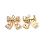 Brass Pendant, with Clear Glass, Bowknot Charms, Real 18K Gold Plated, 13.7x16x4.5mm, Hole: 1.2mm