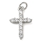 Rack Plating Brass Micro Pave Cubic Zirconia Pendants, Long-Lasting Plated, Lead Free & Cadmium Free, Cross Charms, with Jump Ring, Platinum, 18.5x12x3mm, Hole: 3mm