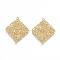 Brass Links connectors, Rhombus, Nickel Free, Real 18K Gold Plated, 31x27x2mm, Hole: 1.2mm