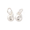Brass Micro Pave Cubic Zirconia Charms, Long-Lasting Plated, Flat Round, Silver, 6x4x1mm, Hole: 2.3mm