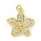 Rack Plating Brass Pave Cubic Zirconia Pendants, Lead Free & Cadmium Free, Real 18K Gold Plated, Flower, Flower, 20.5x19x3.5mm, Hole: 3mm