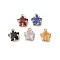 Brass Glass Charms, Star Charms, Faceted, Light Gold, 7.5x6x4mm, Hole: 1mm