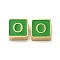 304 Stainless Steel Enamel Beads, Real 14K Gold Plated, Square with Letter, Letter O, 8x8x4mm, Hole: 2mm