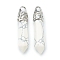 Bullet Natural Howlite Pointed Pendants, with Platinum Tone Alloy Findings, 33~40x8~10mm, Hole: 3x2mm
