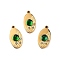 Ion Plating(IP) 304 Stainless Steel Pendants, with Rhinestone and Glass, Oval, Golden, 16x8x4mm, Hole: 1.2mm