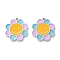 304 Stainless Steel Pendants, with Enamel, Flower with Smiling Face Charm, Colorful, 15.5x14.5x1.5mm, Hole: 1mm