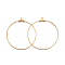 304 Stainless Steel Pendants, Hoop Earring Findings, Ring, Real 18K Gold Plated, 49x45x1.8mm, 21 Gauge, Hole: 1mm, Inner Size: 42.5x44mm, Pin: 0.7mm