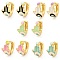 Hamsa Hand with Evil Eye Real 18K Gold Plated Brass Hoop Earrings, with Enamel, Mixed Color, 10.5x8.5mm