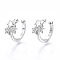 Brass Micro Pave Clear Cubic Zirconia Cuff Earrings, Nickel Free, Star, Platinum, 15x9.5mm