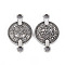 Tibetan Style Alloy Links Connectors, Cadmium Free & Lead Free, Flat Round, Antique Silver, 28x17.5x1.5mm, Hole: 2.5mm
