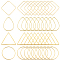 120Pcs 4 Styles Brass Linking, Ring & Teardrop & Triangle, Mixed Shapes, Golden, 20~25x20~27x0.7~1mm, 30pcs/style