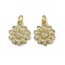 Brass Micro Pave Cubic Zirconia Pendants, Flower Charms, Long-Lasting Plated, Cadmium Free & Lead Free, Rack Plating, with Jump Ring, Real 18K Gold Plated, 14.5x11.5x3mm, Hole: 3.5mm